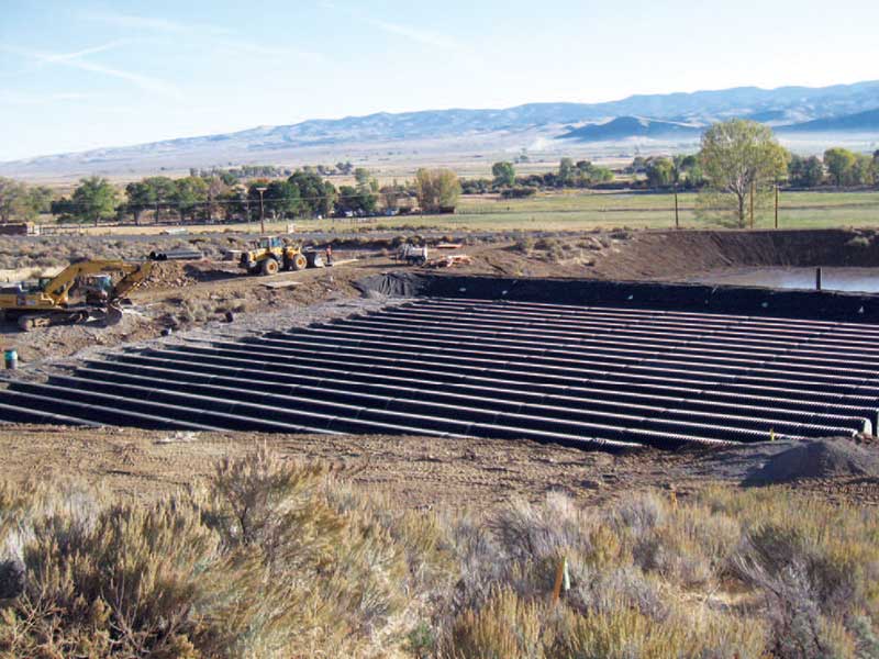 A panoramic view of an infiltration basin